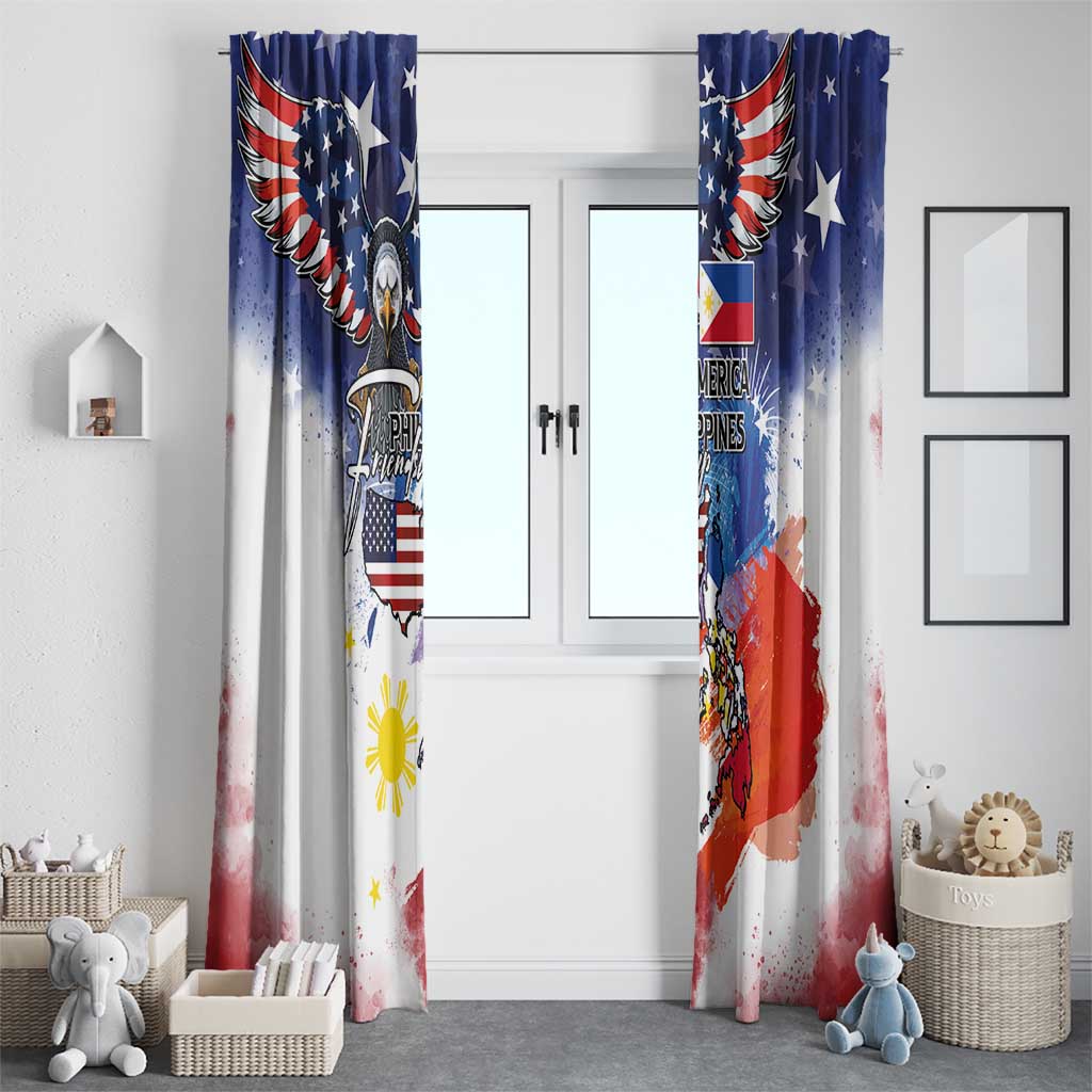 Philippine-American Friendship Window Curtain USA Eagle and Philippines Flag with The Maps
