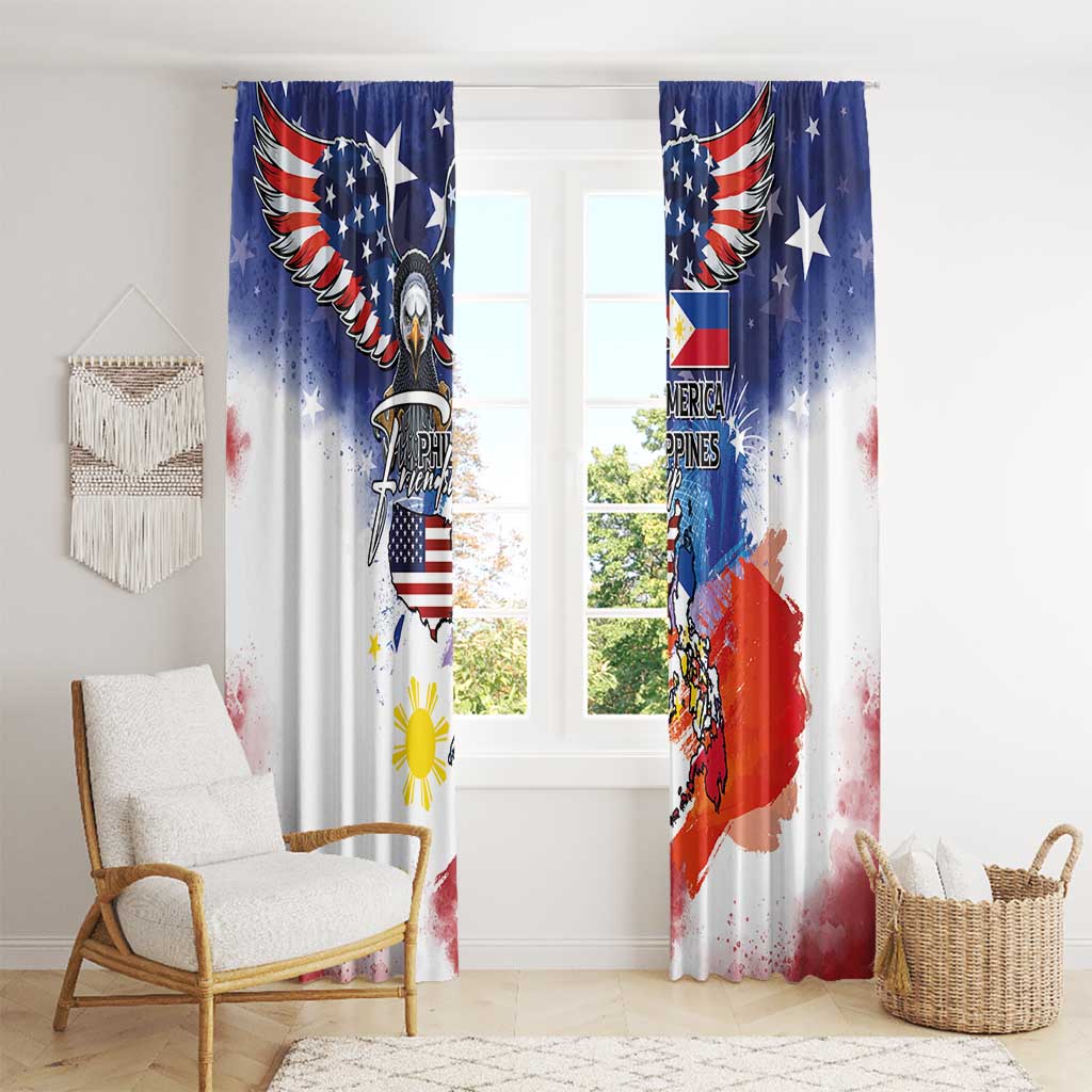 Philippine-American Friendship Window Curtain USA Eagle and Philippines Flag with The Maps