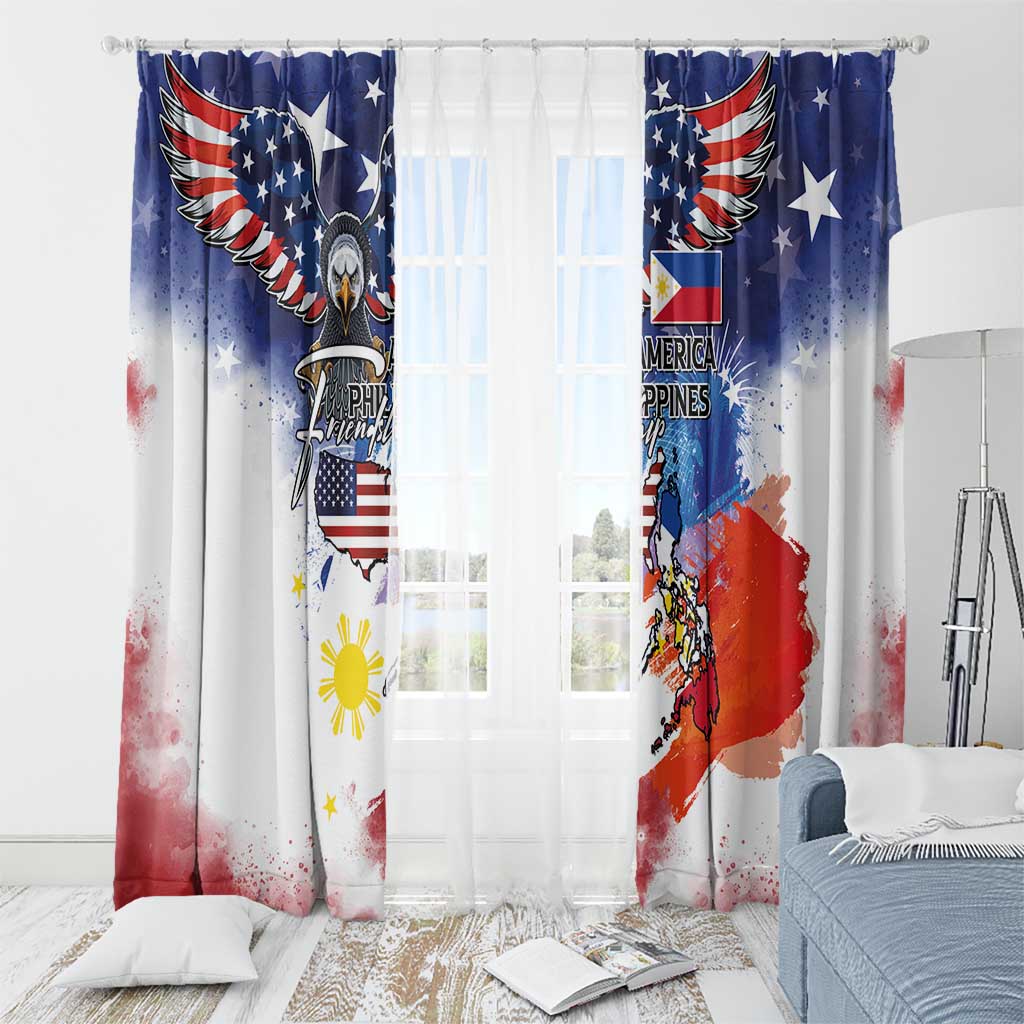 Philippine-American Friendship Window Curtain USA Eagle and Philippines Flag with The Maps