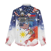 Philippine-American Friendship Women Casual Shirt USA Eagle and Philippines Flag with The Maps