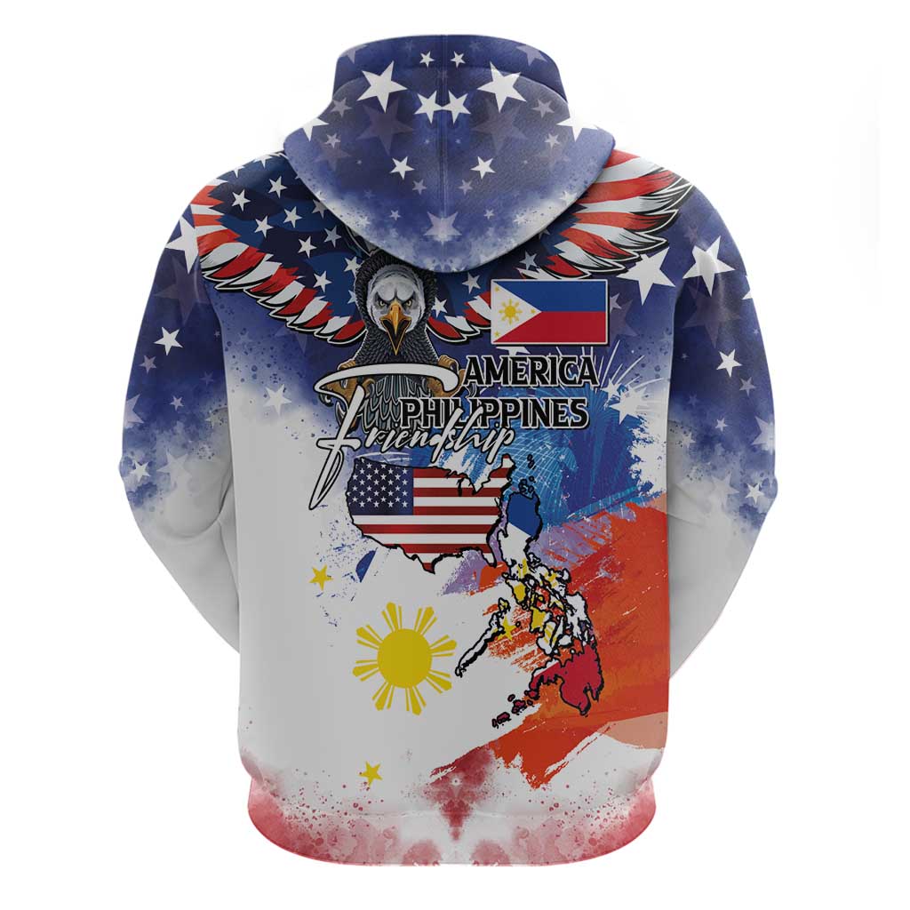 Philippine-American Friendship Zip Hoodie USA Eagle and Philippines Flag with The Maps