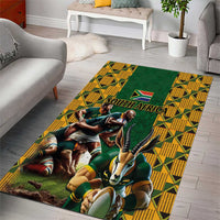 South Africa Rugby Area Rug The Springbok Mascot and Rugby Players Fight for Victory - Wonder Print Shop
