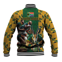 South Africa Rugby Baseball Jacket The Springbok Mascot and Rugby Players Fight for Victory - Wonder Print Shop