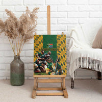 South Africa Rugby Canvas Wall Art The Springbok Mascot and Rugby Players Fight for Victory - Wonder Print Shop
