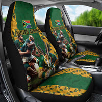 South Africa Rugby Car Seat Cover The Springbok Mascot and Rugby Players Fight for Victory - Wonder Print Shop