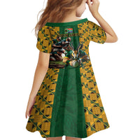 South Africa Rugby Family Matching Off The Shoulder Long Sleeve Dress and Hawaiian Shirt The Springbok Mascot and Rugby Players Fight for Victory - Wonder Print Shop
