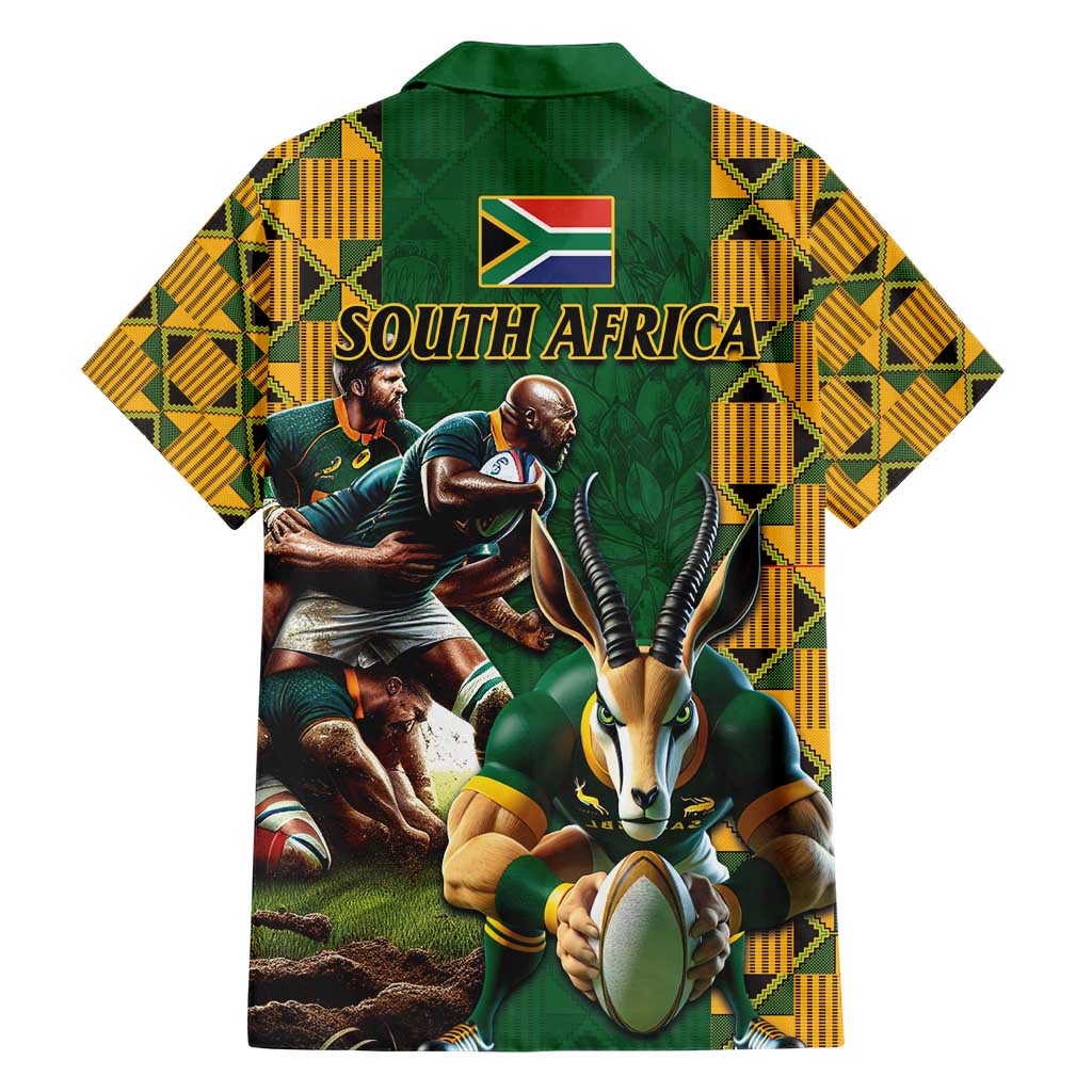 South Africa Rugby Hawaiian Shirt The Springbok Mascot and Rugby Players Fight for Victory - Wonder Print Shop