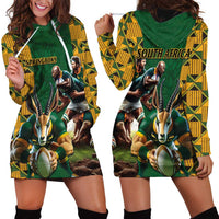 South Africa Rugby Hoodie Dress The Springbok Mascot and Rugby Players Fight for Victory - Wonder Print Shop
