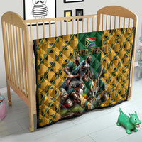 South Africa Rugby Quilt The Springbok Mascot and Rugby Players Fight for Victory - Wonder Print Shop