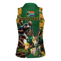 South Africa Rugby Women Sleeveless Polo Shirt The Springbok Mascot and Rugby Players Fight for Victory - Wonder Print Shop