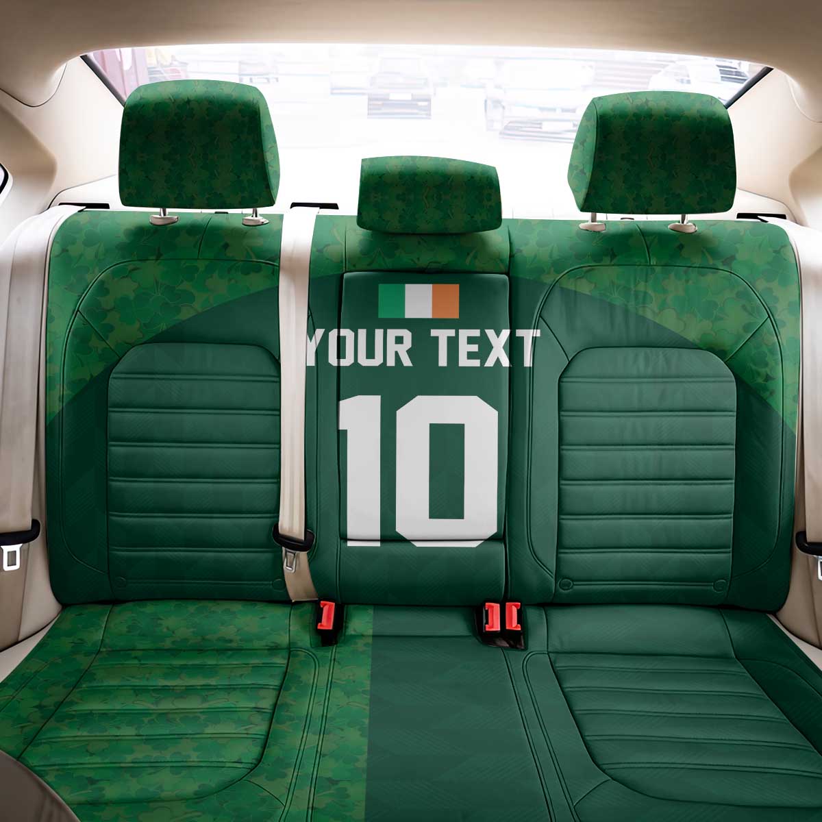 Custom Ireland Rugby Go Shamrocks Back Car Seat Cover - Wonder Print Shop