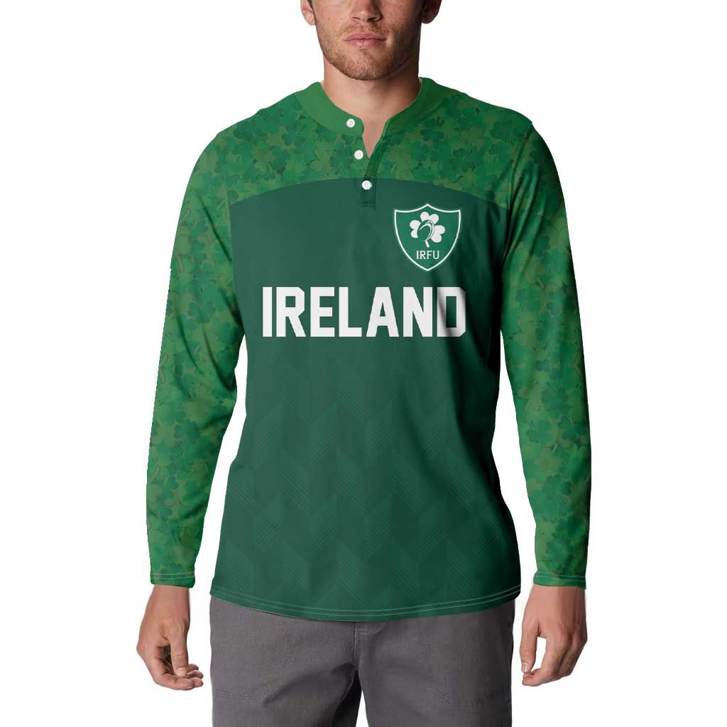 Custom Ireland Rugby Go Shamrocks Button Sweatshirt - Wonder Print Shop