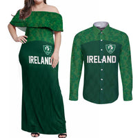 Custom Ireland Rugby Go Shamrocks Couples Matching Off Shoulder Maxi Dress and Long Sleeve Button Shirt - Wonder Print Shop
