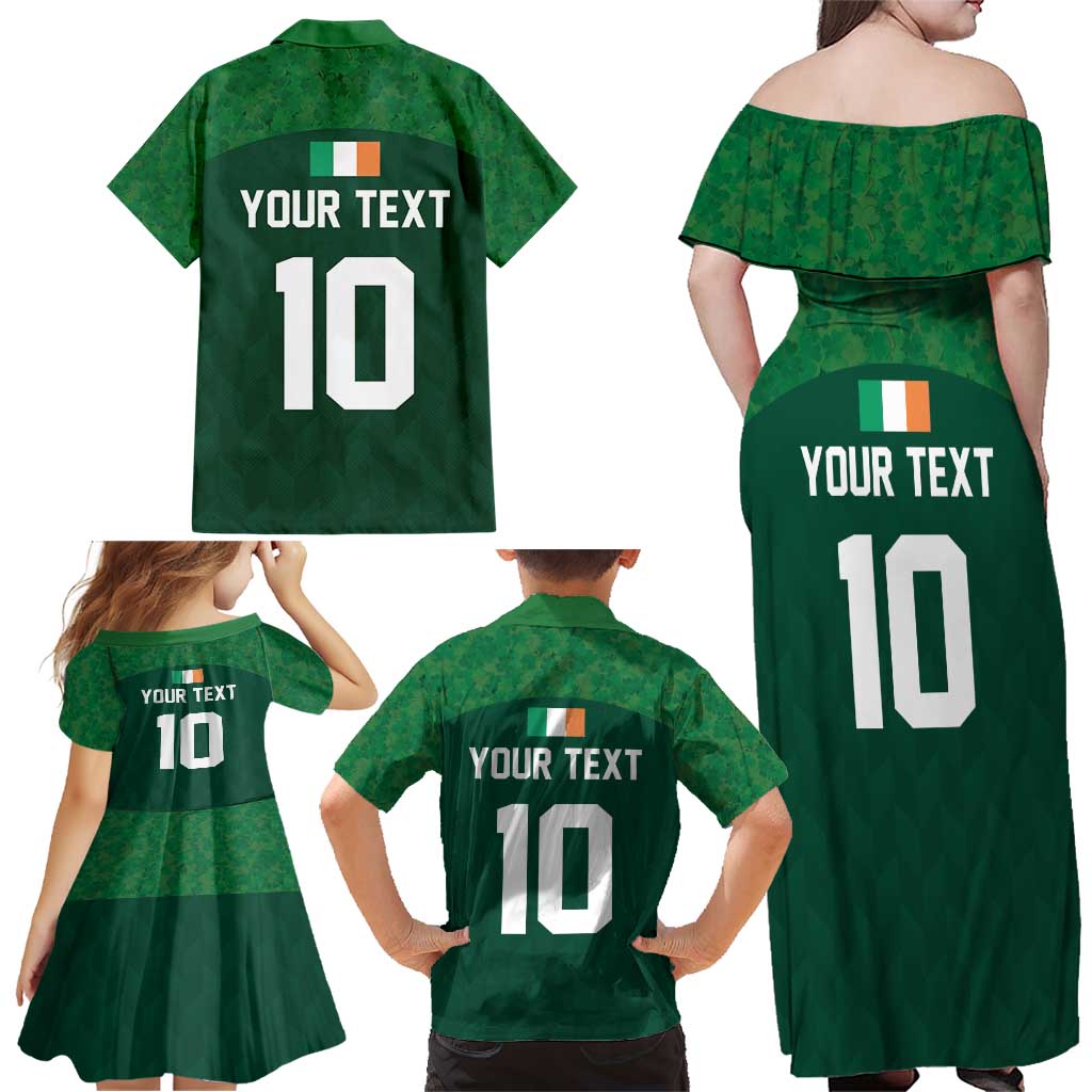Custom Ireland Rugby Go Shamrocks Family Matching Off Shoulder Maxi Dress and Hawaiian Shirt - Wonder Print Shop