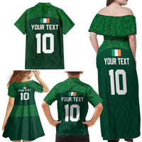 Custom Ireland Rugby Go Shamrocks Family Matching Off Shoulder Maxi Dress and Hawaiian Shirt - Wonder Print Shop