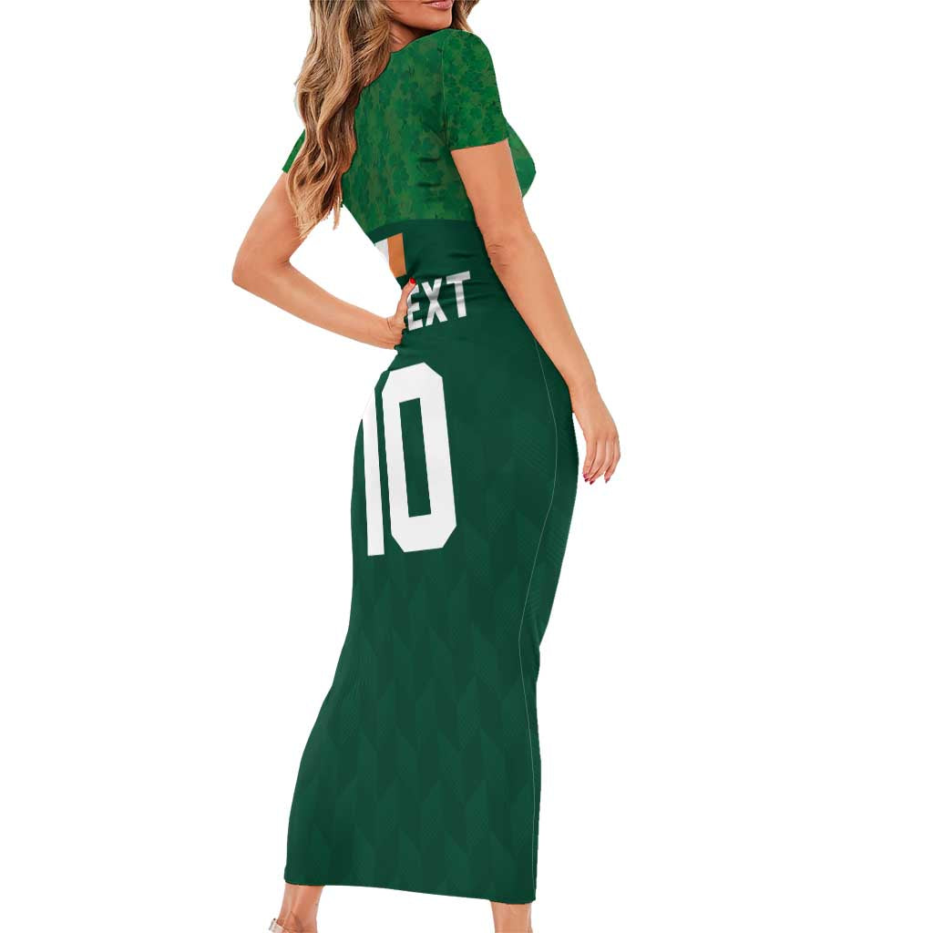Custom Ireland Rugby Go Shamrocks Short Sleeve Bodycon Dress - Wonder Print Shop