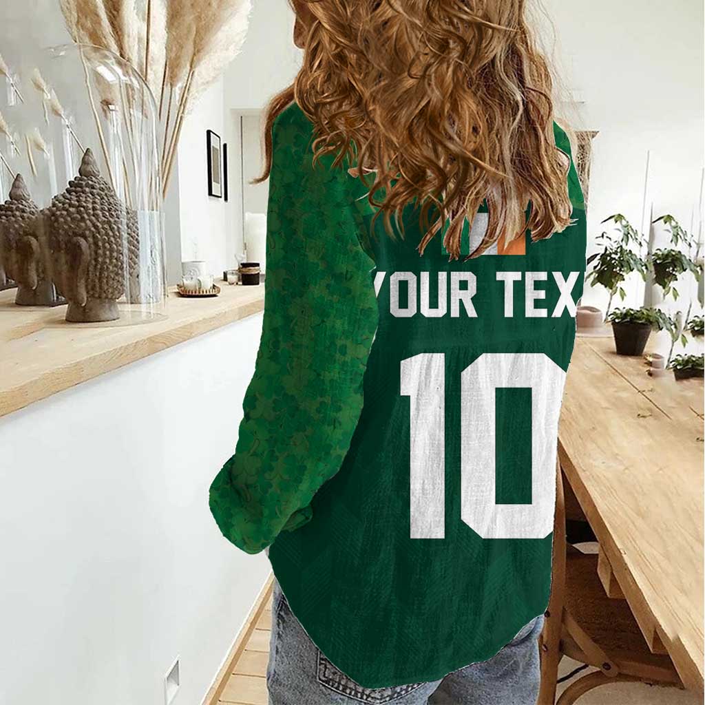 Custom Ireland Rugby Go Shamrocks Women Casual Shirt - Wonder Print Shop