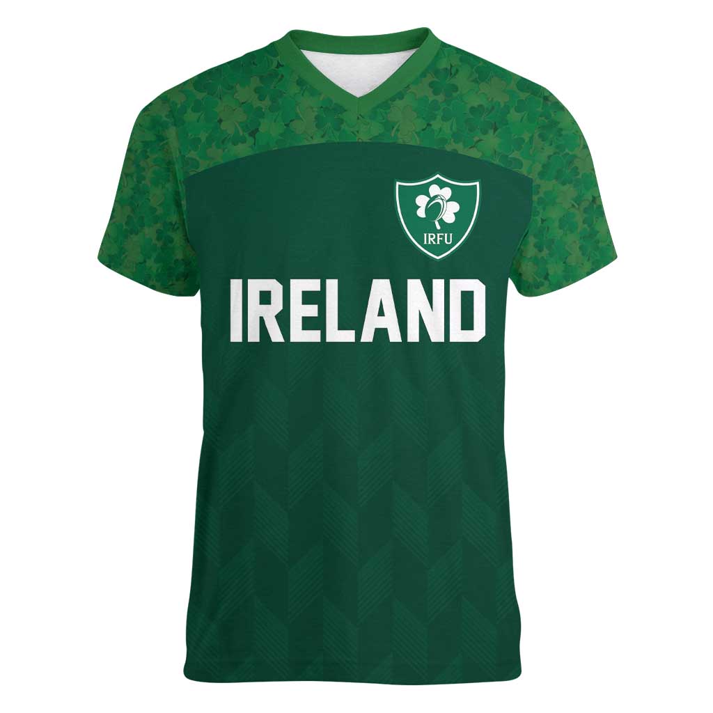 Custom Ireland Rugby Go Shamrocks Women V-Neck T-Shirt - Wonder Print Shop