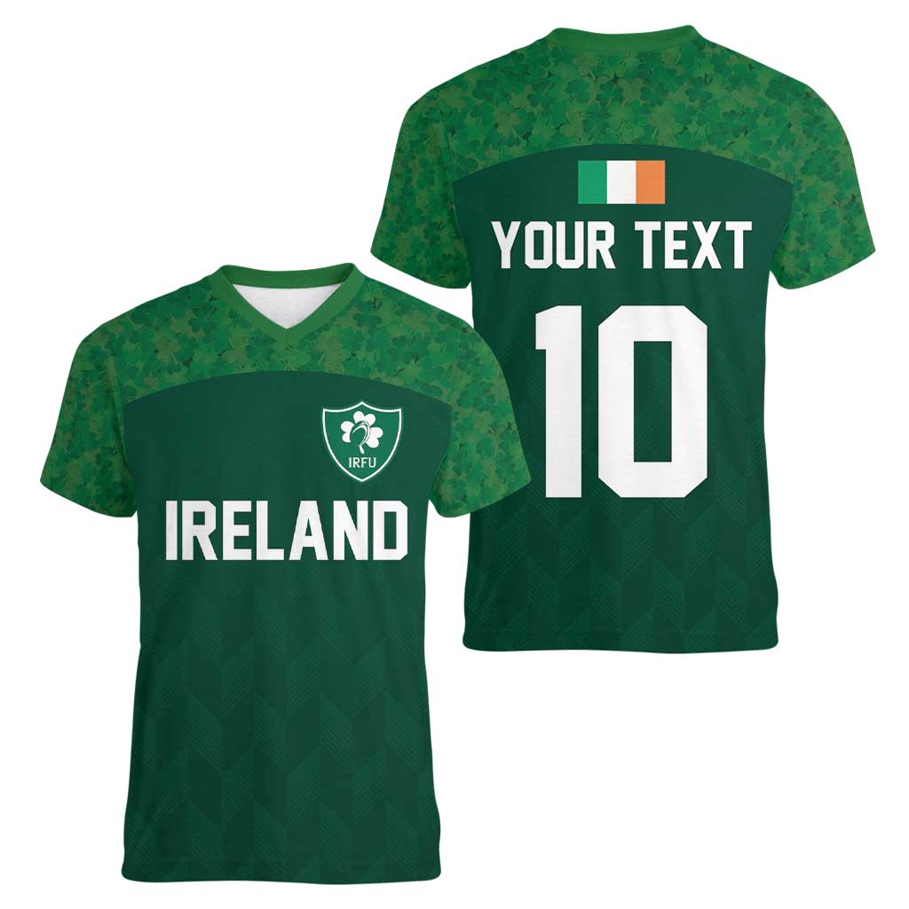 Custom Ireland Rugby Go Shamrocks Women V-Neck T-Shirt - Wonder Print Shop