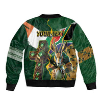 Personalized South Africa Versus Ireland Rugby Bomber Jacket The Springbok Mascot and Celtic Cross Together - Wonder Print Shop