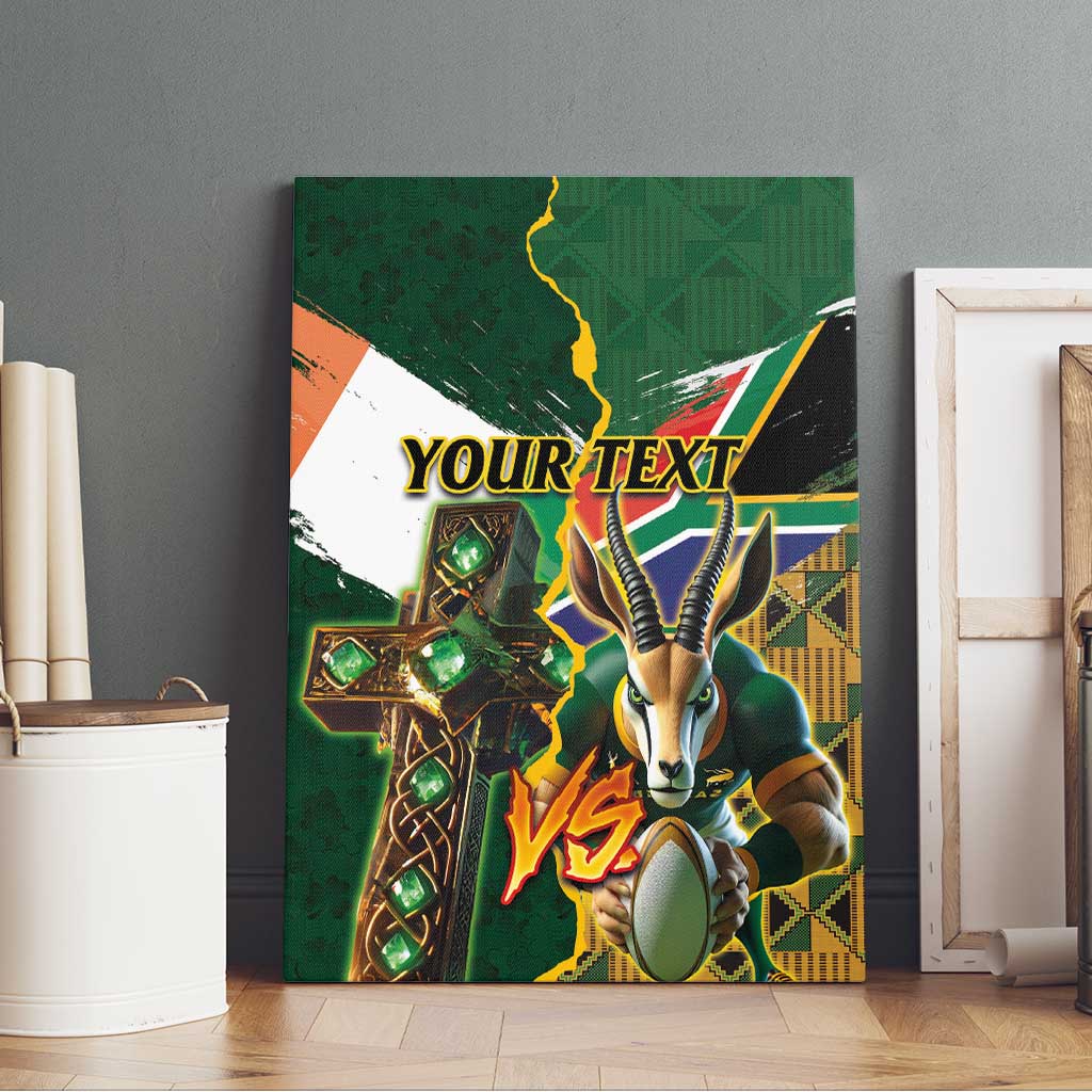 Personalized South Africa Versus Ireland Rugby Canvas Wall Art The Springbok Mascot and Celtic Cross Together - Wonder Print Shop
