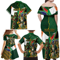 Personalized South Africa Versus Ireland Rugby Family Matching Off Shoulder Maxi Dress and Hawaiian Shirt The Springbok Mascot and Celtic Cross Together - Wonder Print Shop
