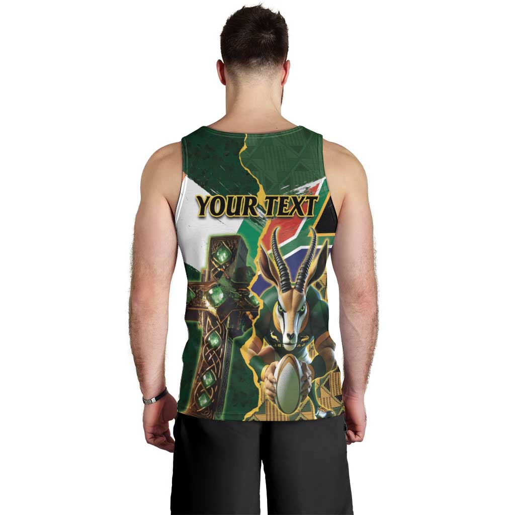 Personalized South Africa Versus Ireland Rugby Men Tank Top The Springbok Mascot and Celtic Cross Together - Wonder Print Shop