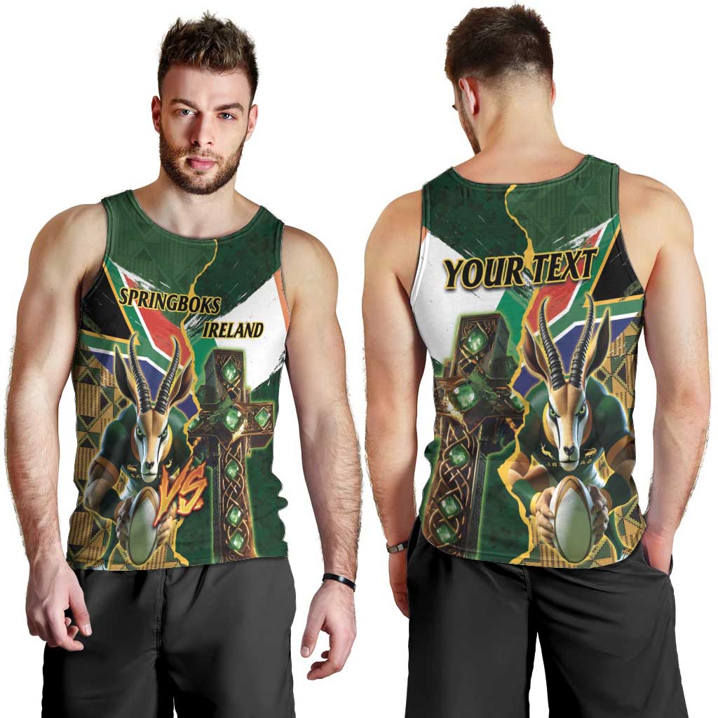 Personalized South Africa Versus Ireland Rugby Men Tank Top The Springbok Mascot and Celtic Cross Together - Wonder Print Shop