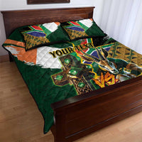 Personalized South Africa Versus Ireland Rugby Quilt Bed Set The Springbok Mascot and Celtic Cross Together - Wonder Print Shop