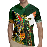 Personalized South Africa Versus Ireland Rugby Rugby Jersey The Springbok Mascot and Celtic Cross Together - Wonder Print Shop