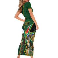 Personalized South Africa Versus Ireland Rugby Short Sleeve Bodycon Dress The Springbok Mascot and Celtic Cross Together - Wonder Print Shop