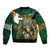 Personalized South Africa Versus Ireland Rugby Sleeve Zip Bomber Jacket The Springbok Mascot and Celtic Cross Together - Wonder Print Shop