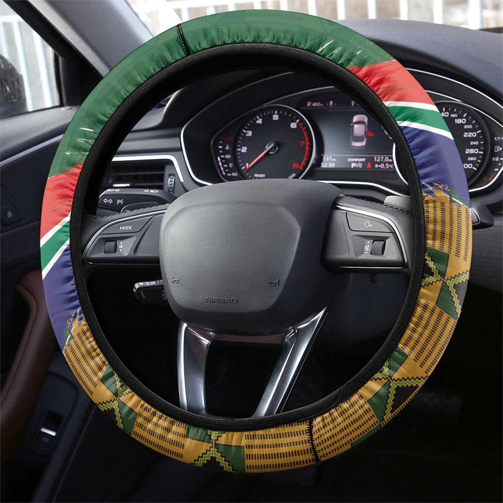 South Africa Versus Ireland Rugby Steering Wheel Cover The Springbok Mascot and Celtic Cross Together - Wonder Print Shop