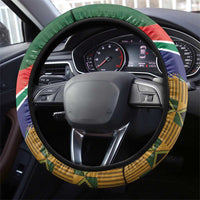 South Africa Versus Ireland Rugby Steering Wheel Cover The Springbok Mascot and Celtic Cross Together - Wonder Print Shop