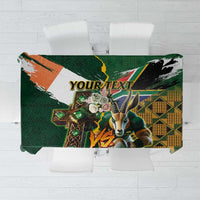 Personalized South Africa Versus Ireland Rugby Tablecloth The Springbok Mascot and Celtic Cross Together - Wonder Print Shop
