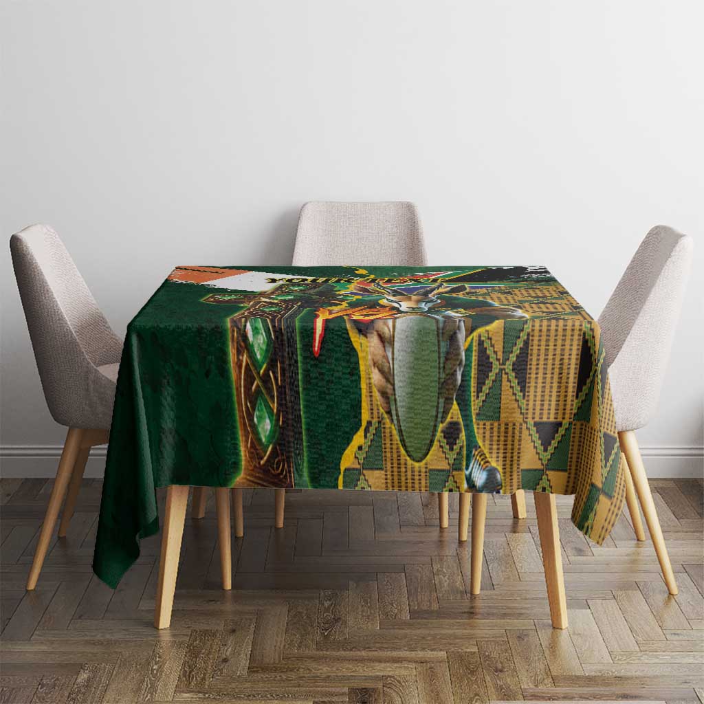 Personalized South Africa Versus Ireland Rugby Tablecloth The Springbok Mascot and Celtic Cross Together - Wonder Print Shop
