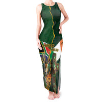 Personalized South Africa Versus Ireland Rugby Tank Maxi Dress The Springbok Mascot and Celtic Cross Together - Wonder Print Shop