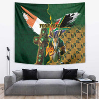 Personalized South Africa Versus Ireland Rugby Tapestry The Springbok Mascot and Celtic Cross Together - Wonder Print Shop