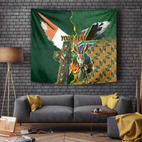 Personalized South Africa Versus Ireland Rugby Tapestry The Springbok Mascot and Celtic Cross Together - Wonder Print Shop