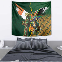 Personalized South Africa Versus Ireland Rugby Tapestry The Springbok Mascot and Celtic Cross Together - Wonder Print Shop