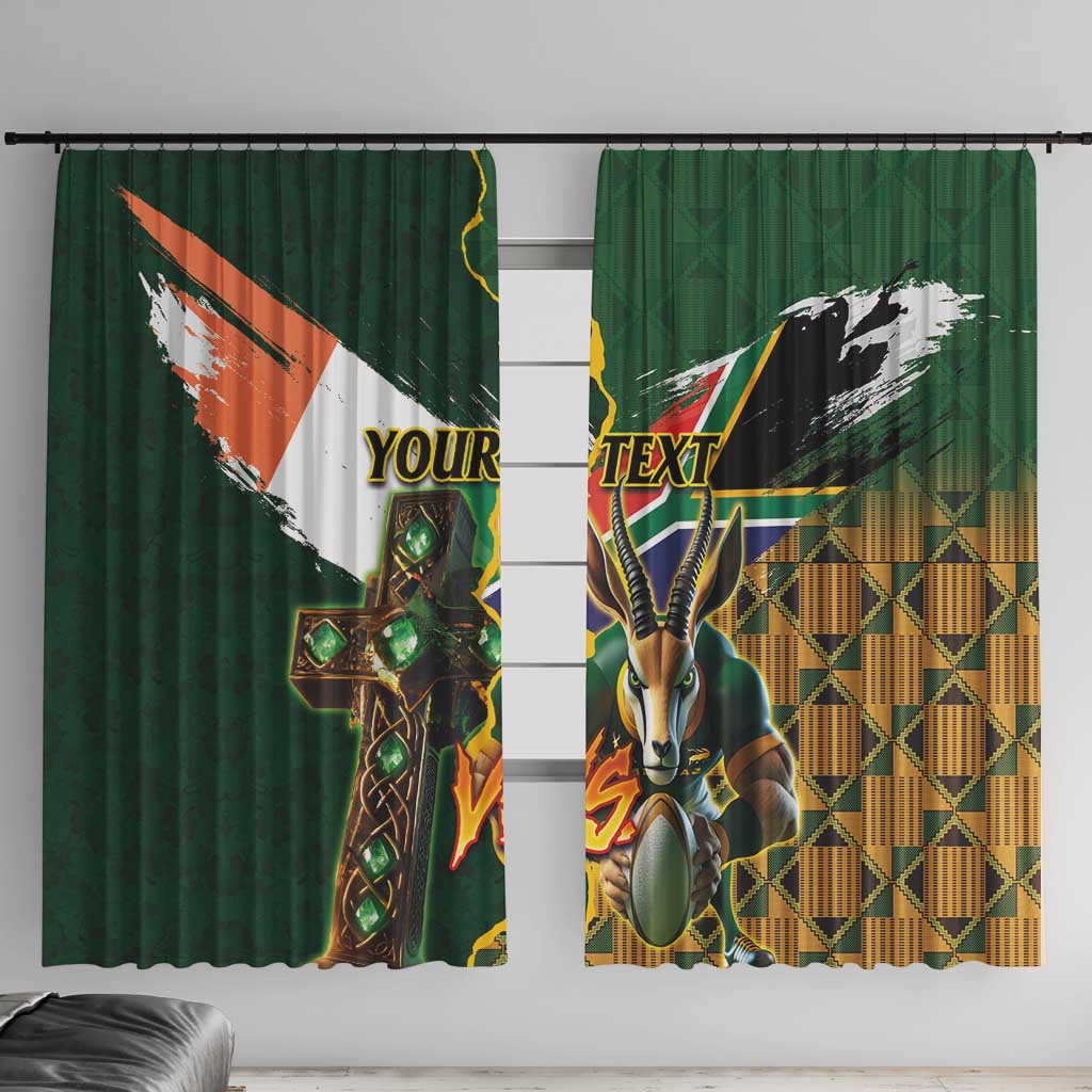 Personalized South Africa Versus Ireland Rugby Window Curtain The Springbok Mascot and Celtic Cross Together - Wonder Print Shop