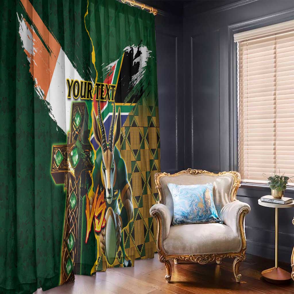 Personalized South Africa Versus Ireland Rugby Window Curtain The Springbok Mascot and Celtic Cross Together - Wonder Print Shop