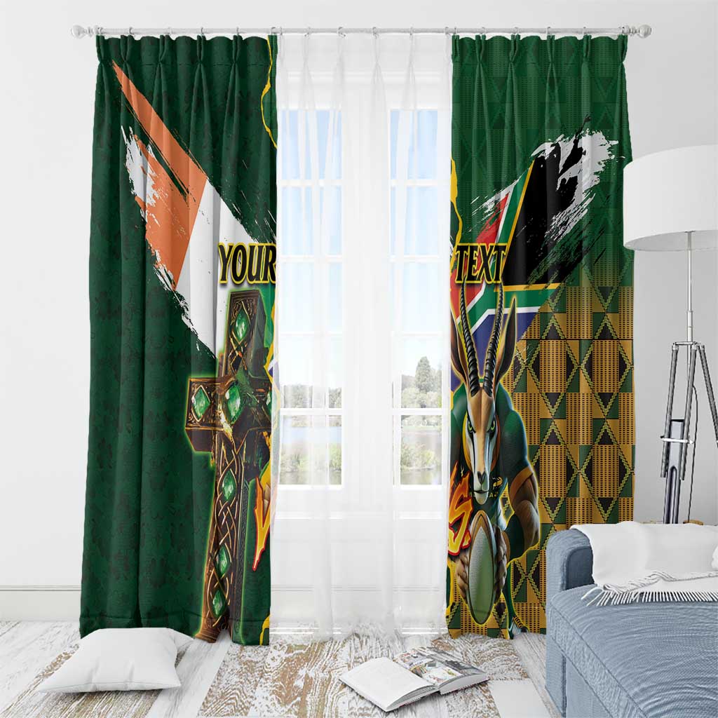 Personalized South Africa Versus Ireland Rugby Window Curtain The Springbok Mascot and Celtic Cross Together - Wonder Print Shop