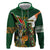 Personalized South Africa Versus Ireland Rugby Zip Hoodie The Springbok Mascot and Celtic Cross Together - Wonder Print Shop