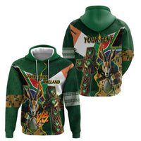 Personalized South Africa Versus Ireland Rugby Zip Hoodie The Springbok Mascot and Celtic Cross Together - Wonder Print Shop