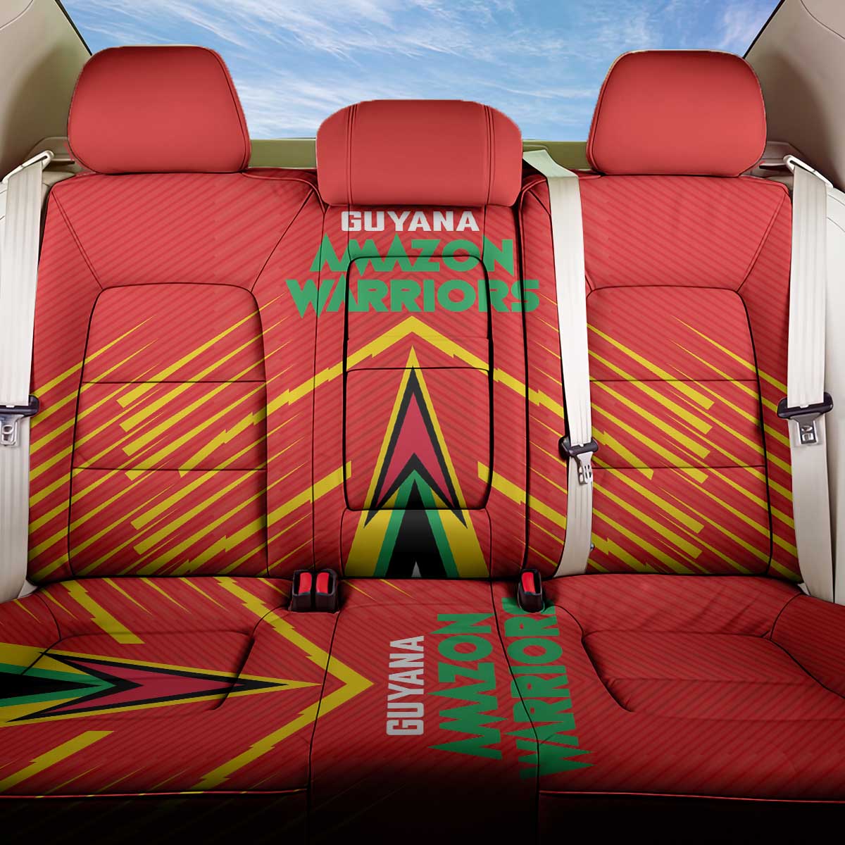 Guyana Cricket Amazon Warriors Back Car Seat Cover Green Red Gold Glory - Wonder Print Shop
