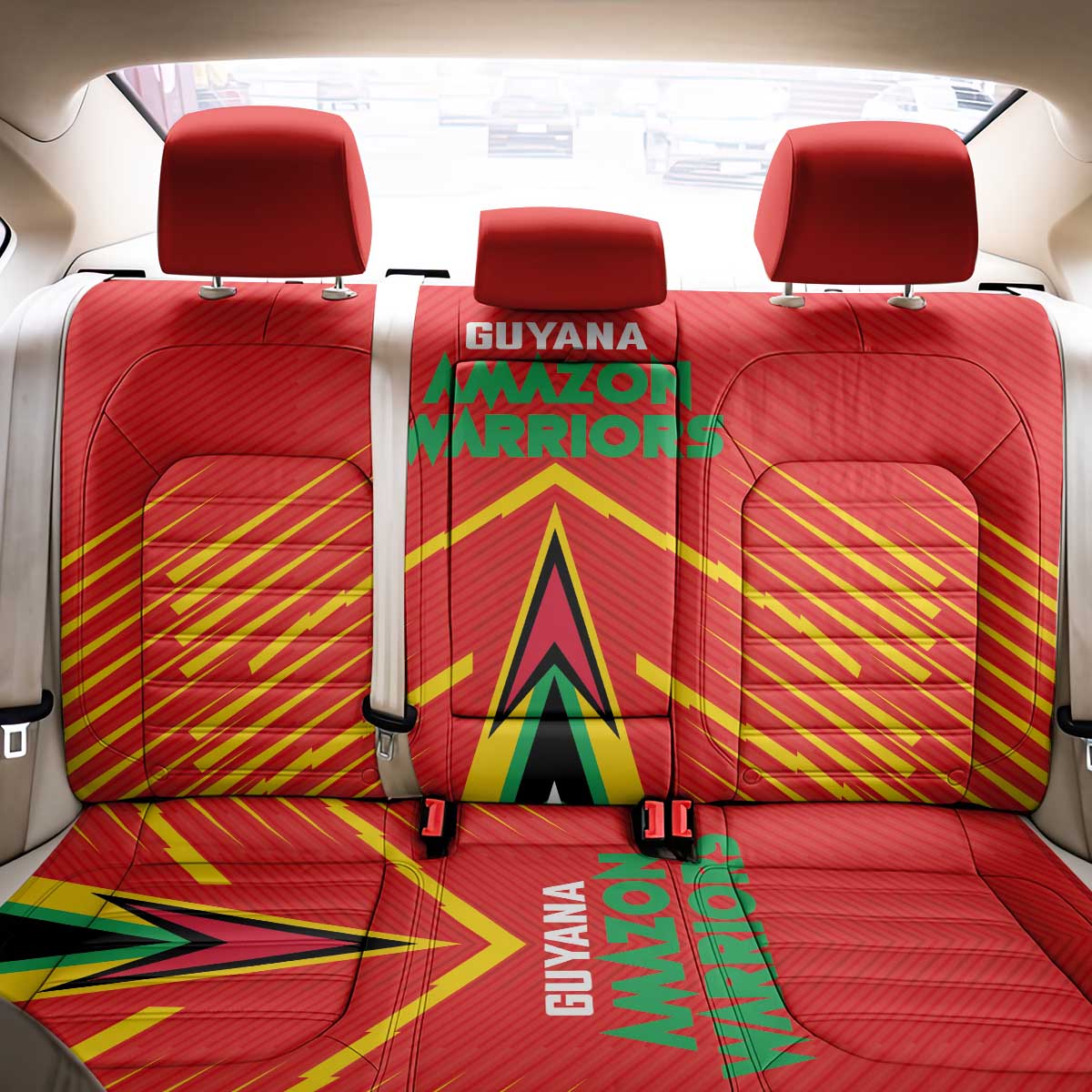 Guyana Cricket Amazon Warriors Back Car Seat Cover Green Red Gold Glory - Wonder Print Shop