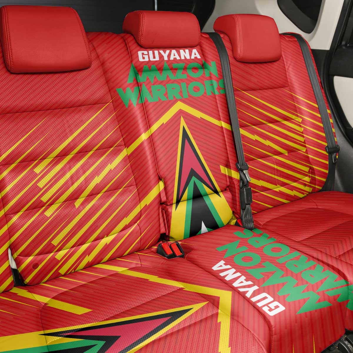 Guyana Cricket Amazon Warriors Back Car Seat Cover Green Red Gold Glory - Wonder Print Shop