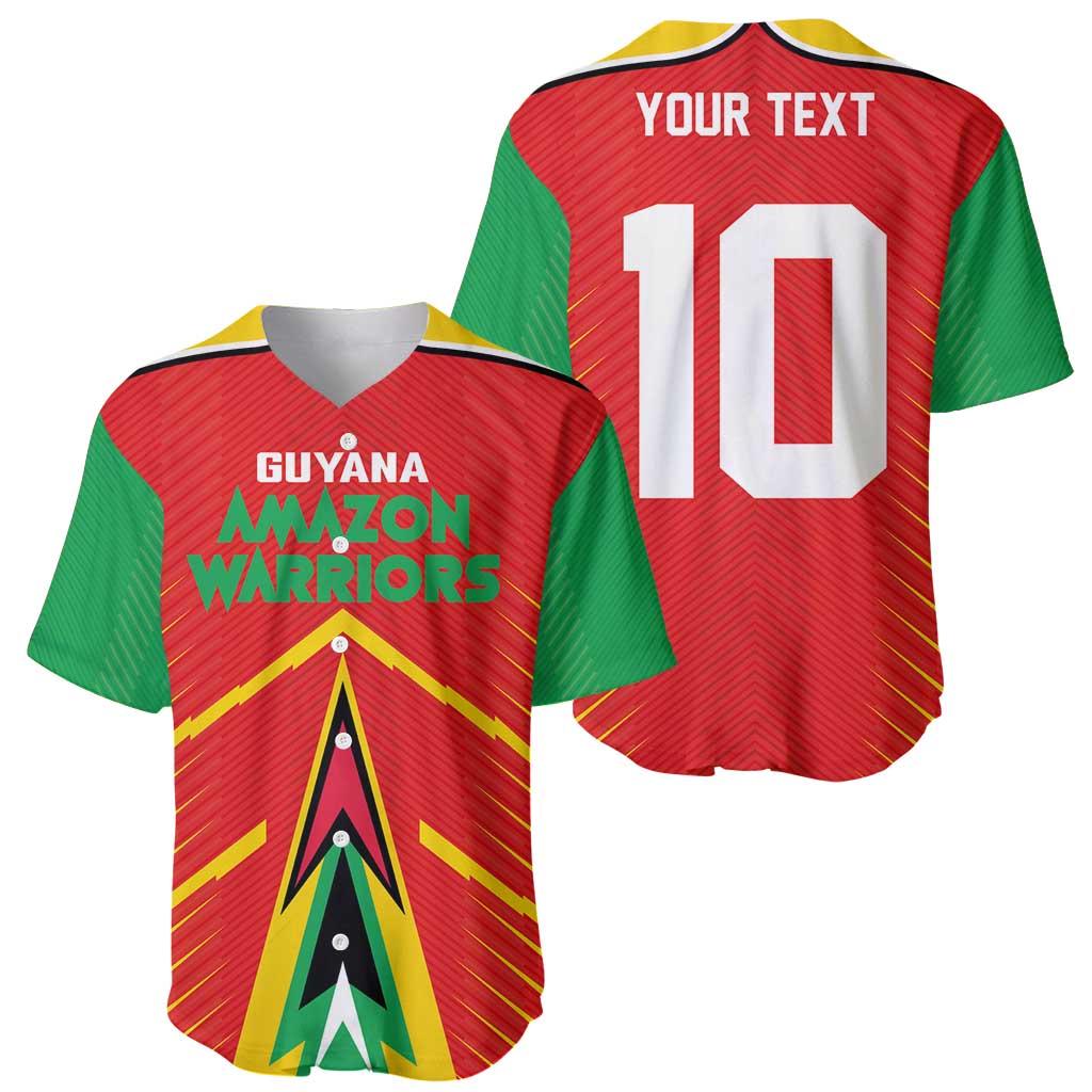 Custom Guyana Cricket Amazon Warriors Baseball Jersey Green Red Gold Glory - Wonder Print Shop