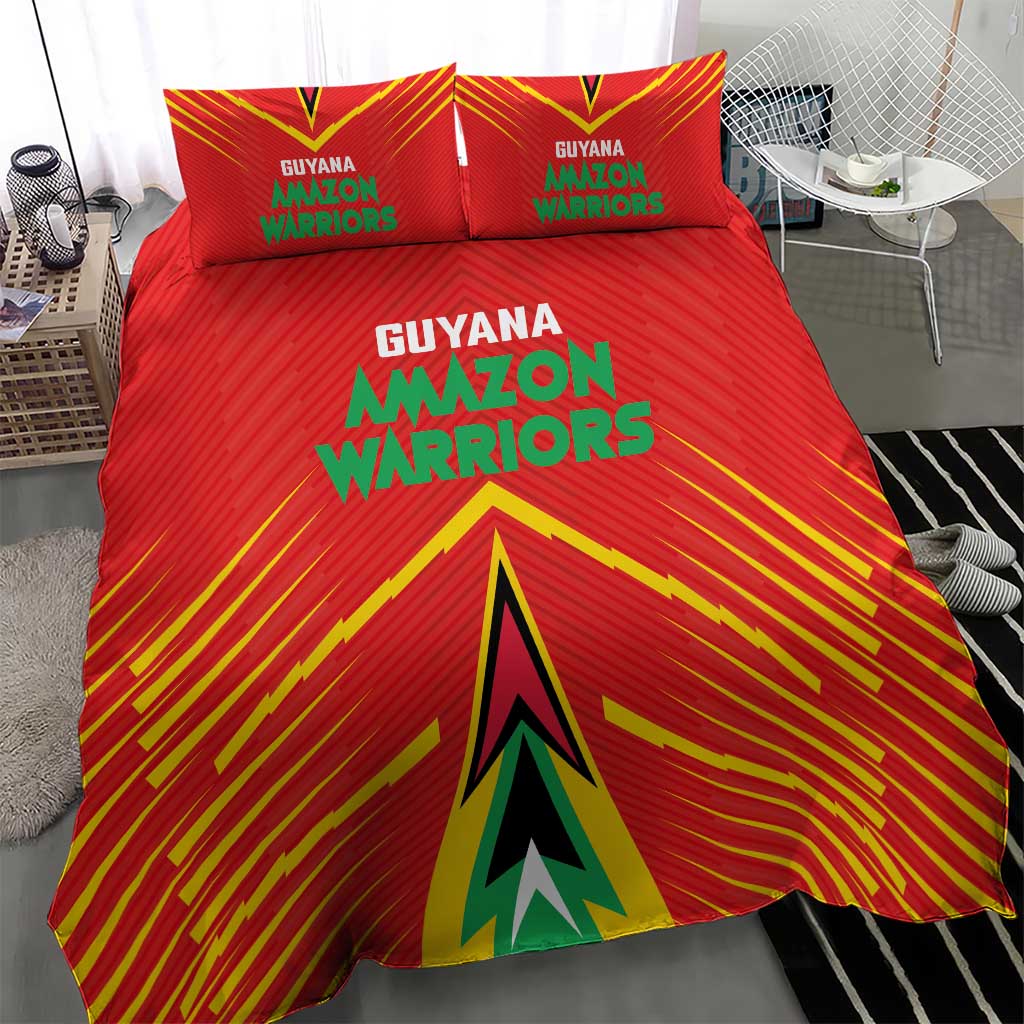 Guyana Cricket Amazon Warriors Bedding Set Green Red Gold Glory - Wonder Print Shop